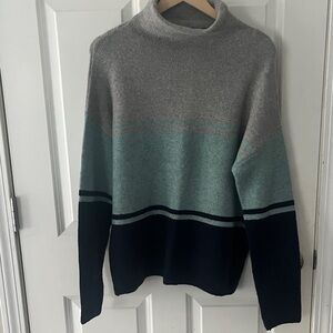 C&C California Gray, Navy and mint green Colorblock Mockneck Sweater Sz XL